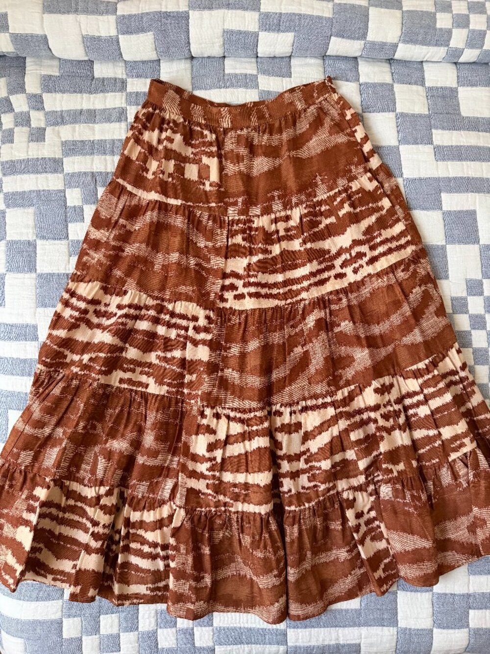 Ulla Johnson Aisa Printed Silk Maxi Skirt, Fawn, Size 2